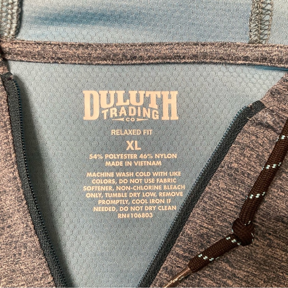 Duluth Trading Co. XL 1/4 Zip Hoodie Shirt Mens Lightweight Blue Activewear EUC - Picture 2 of 6